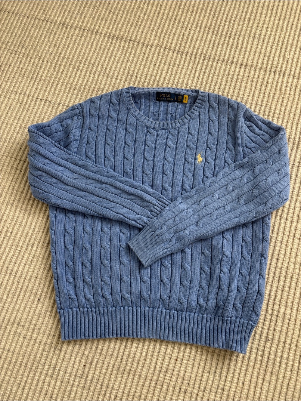 Polo by Ralph Lauren Light Blue Cable-Knit Crewneck Sweater